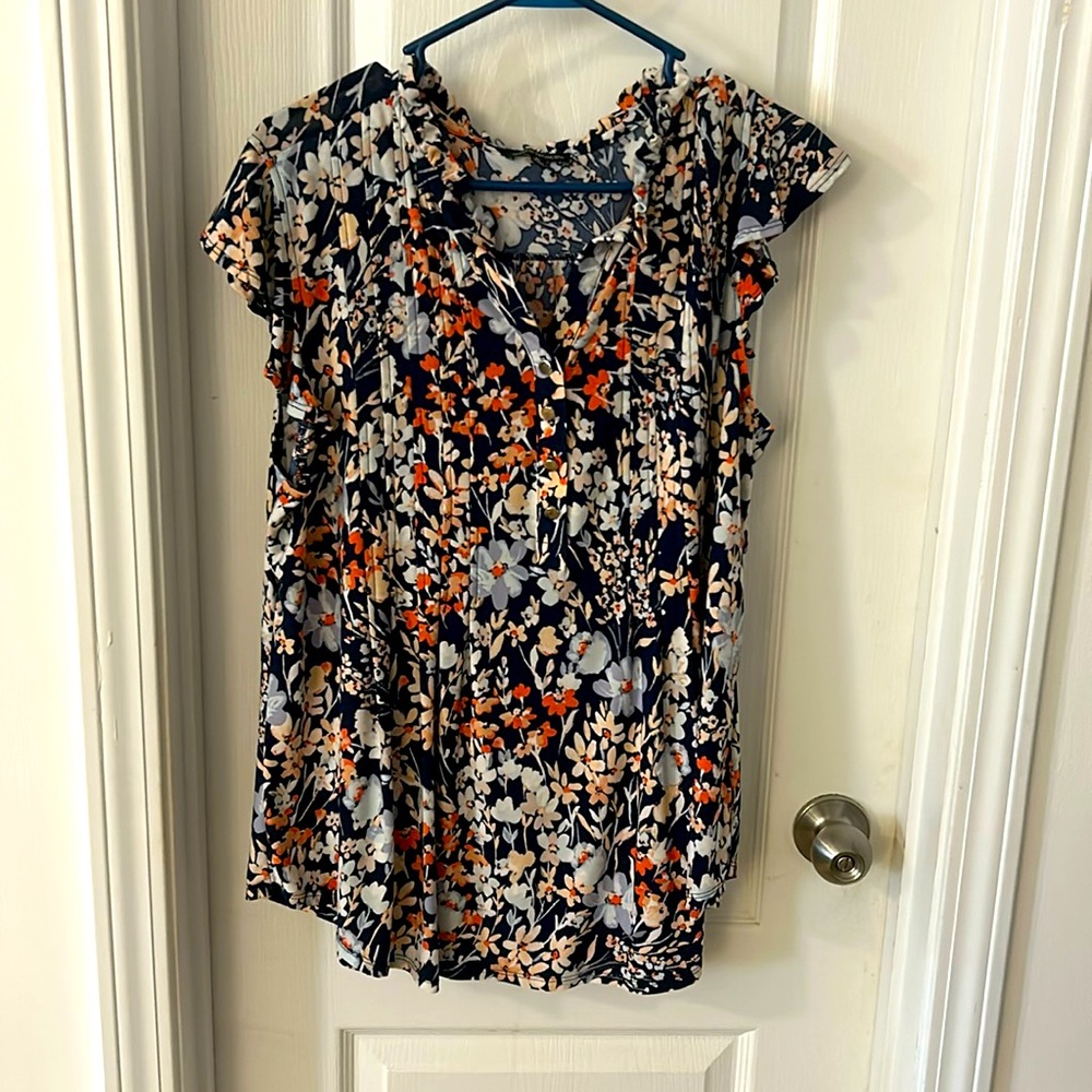 Ava & Grace blouse. Multi colored; navy, orangee, white, peach